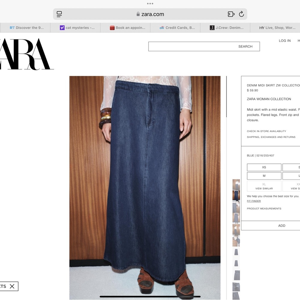 Worn once Zara denim midi skirt !